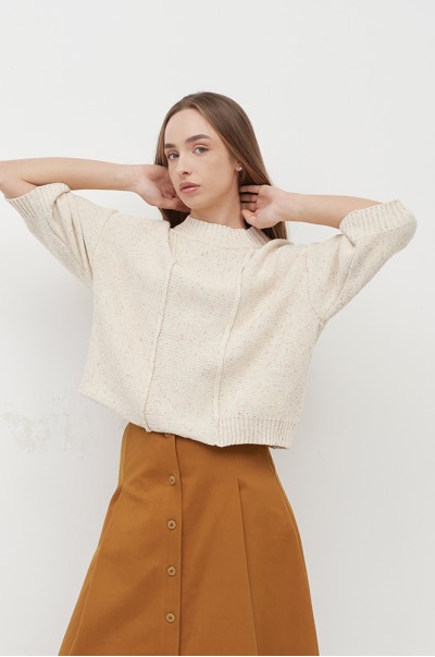 Футболка бавовна айворі твід в'язана (ФТ 07/1)